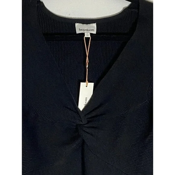 NWT Heartloom Ryder Twist Front V Neck Black Ribbed Sweater-sz Large - Picture 8 of 9
